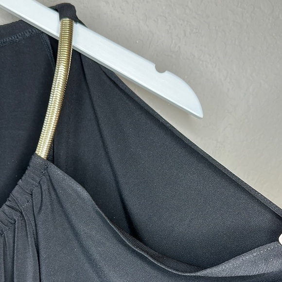 Michael Michael Kors Black w/ Gold Chain Shoulder Straps Long Sleeve Top Size - Picture 5 of 11